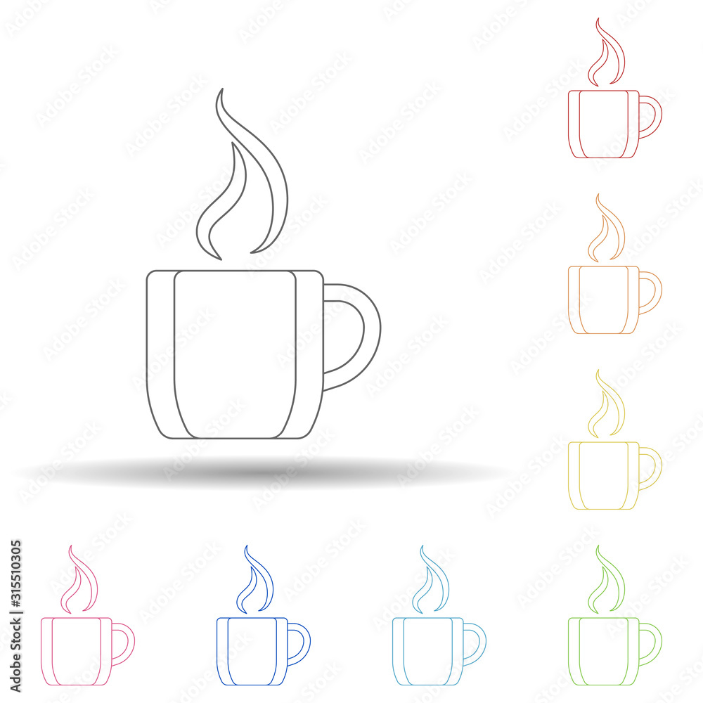 Poster cup of coffee in multi color style icon. simple thin line, outline vector of resturant icons for ui 
