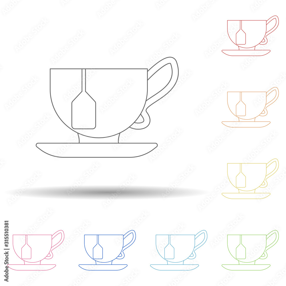 Poster cup of tea in multi color style icon. simple thin line, outline vector of resturant icons for ui and