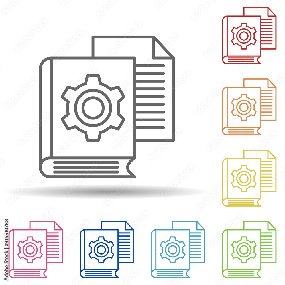 Aufkleber book engineering in multi color style icon. simple thin line, outline vector of robotics engineering