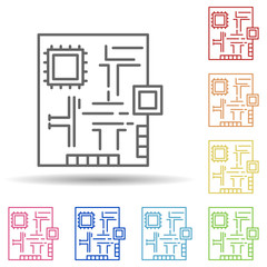 Electronic, protoboard in multi color style icon. Simple thin line, outline vector of robotics engineering icons for ui and ux, website or mobile application