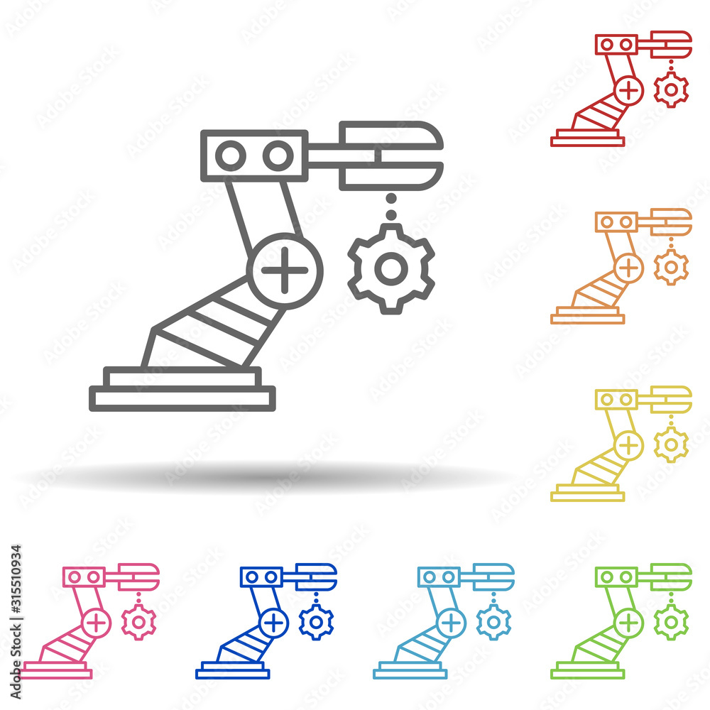 Aufkleber assembly, hand in multi color style icon. simple thin line, outline vector of robotics engineering i