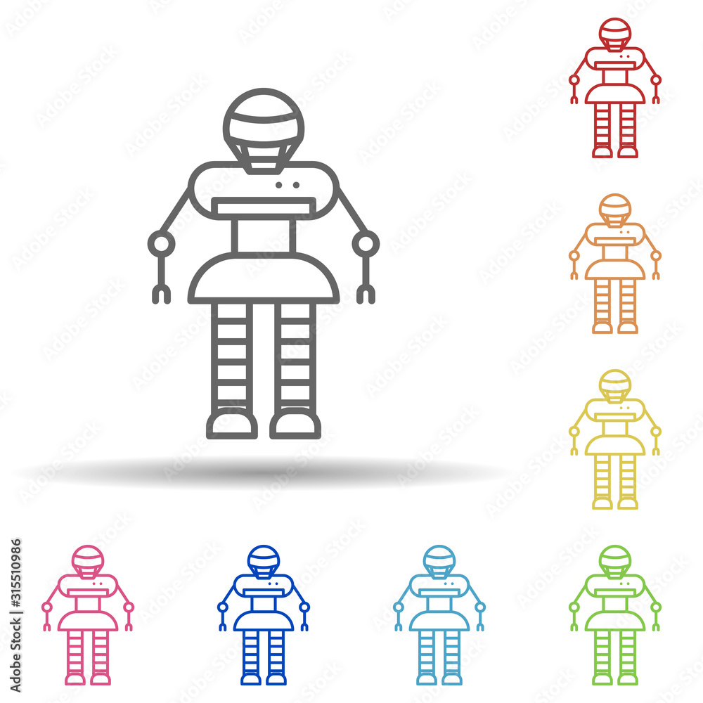 Aufkleber robot in multi color style icon. simple thin line, outline vector of robotics engineering icons for 