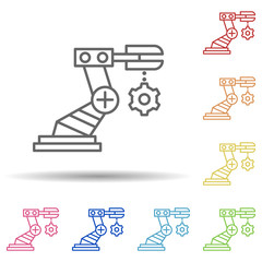 Assembly, hand in multi color style icon. Simple thin line, outline vector of robotics engineering icons for ui and ux, website or mobile application