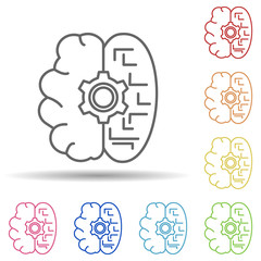 Artificial, brain in multi color style icon. Simple thin line, outline vector of robotics engineering icons for ui and ux, website or mobile application