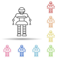 Robot in multi color style icon. Simple thin line, outline vector of robotics engineering icons for ui and ux, website or mobile application