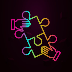 Collaboration hand puzzle school nolan style icon. Simple thin line, outline vector of school icons for ui and ux, website or mobile application