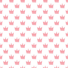 Crown Seamless Pattern, hand drawn royal doodles background, Vector Illustration