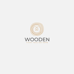 minimalist wooden home logo, home and wood logo