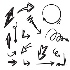 Set of Hand drawn vector arrows doodle on white background. design element vector illustration doodle