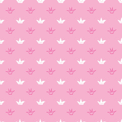 Crown Seamless Pattern, hand drawn royal doodles background, Vector Illustration