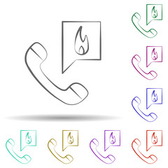 Firefighter, telephone in multi color style icon. Simple thin line, outline vector of firefighter icons for ui and ux, website or mobile application