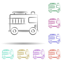 Firefighter, fire truck in multi color style icon. Simple thin line, outline vector of firefighter icons for ui and ux, website or mobile application
