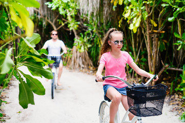 Family on bike ride