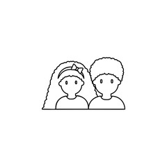 friends, couple icon. Simple thin line, outline vector of friendship icons for ui and ux, website or mobile application