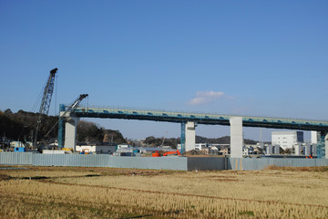 Obraz premium インターチェンジの建設工事現場の風景