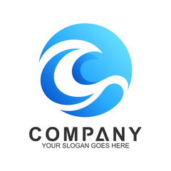 Obraz premium wave logo in circle shape, water splash vector, abstract wave icon