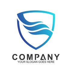 shield wave logo, water splash vector, abstract wave icon