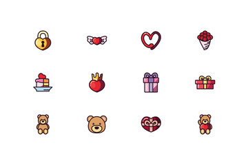 Love and valentines day icon set vector design
