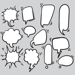 collection of Hand drawn speech bubbles set. Doodle element. Vector illustration. isolated