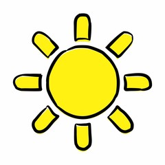Sun freehand icon isolated on white background