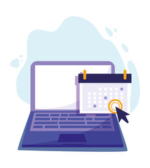 Digital laptop and calendar vector design