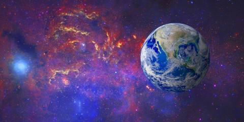 Obraz na płótnie Canvas Blue planet earth in space. (Elements of this image furnished by NASA.)