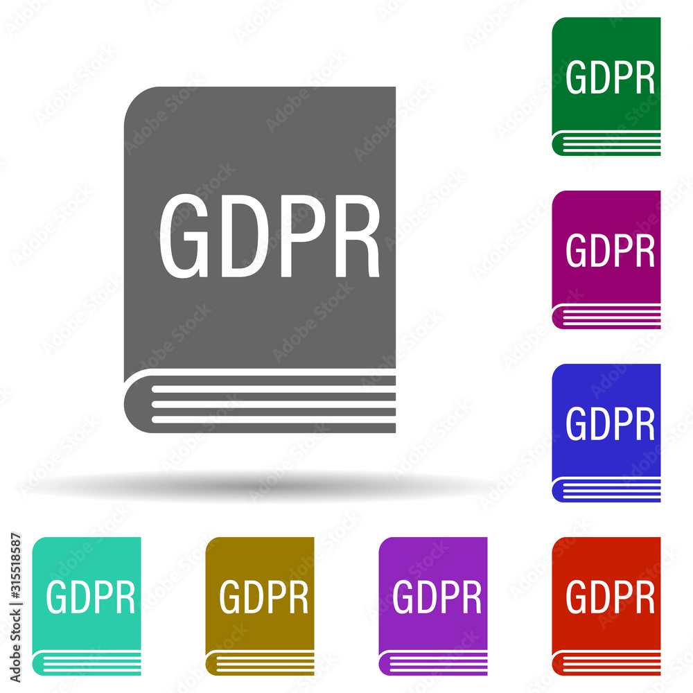 Poster Gdpr rules book in multi color style icon. Simple glyph, flat vector of gdpr icons for ui and ux, website or mobile application