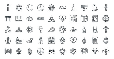 Icon set of world religious world symbols vector design