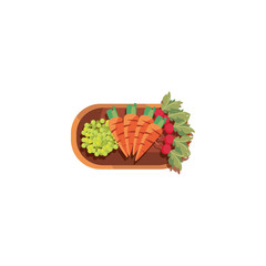 Isolated radish carrots and grapes vector design