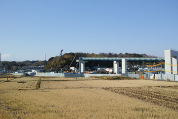 Fototapeta na wymiar インターチェンジの建設工事現場の風景