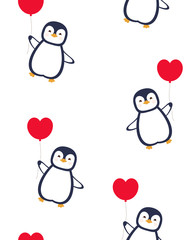 seamless pattern with cute penguin