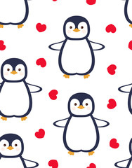 seamless pattern with cute penguin