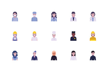 Set of diversity people and workers vector design