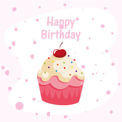 Happy birthday cupcake vector design