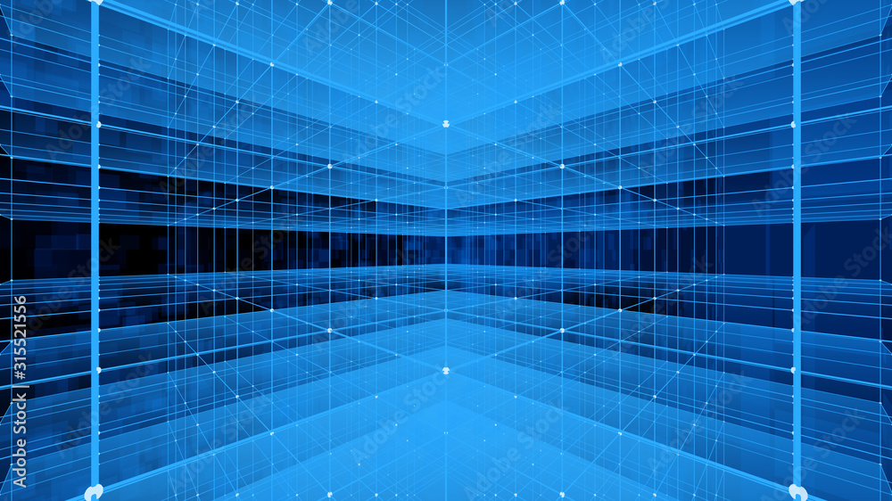 Wall mural technology cyberspace with 3d rendering