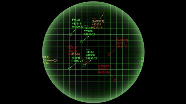 A corner pin angle for a air force radar depicting a air force dogfight simulation - perfect for military movies or alien invasion concept