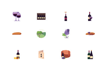 Isolated wine icon set vector design