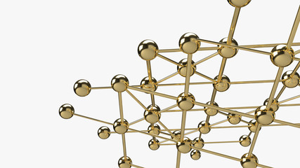 The Abstract design connection design gold  sphere network structure 3d rendering..