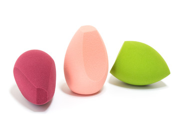 Beauty blender on white isolated background for cosmetics