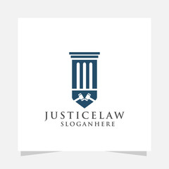 justice law logo design template. attorney logo with pillar design