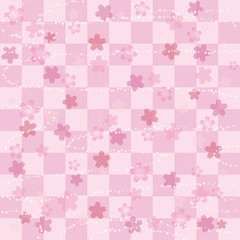 桜の花　市松模様　背景