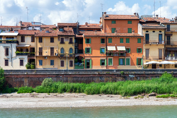 Scenic river waterfront in Verona, Italy 