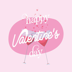 Obraz na płótnie Canvas Happy valentines day hearts and cocktails vector design