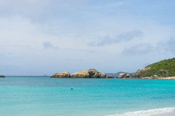Naklejka premium Beautiful landscape at Aharen Beach on Tokashiki Island in Okinawa, Japan.