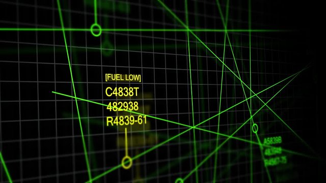 A large plane with a low fuel indicator appears on air traffic control radar screen - V1