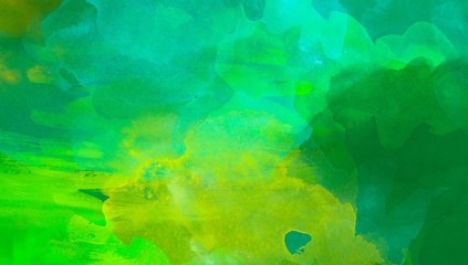 Green abstract watercolor hand painted background