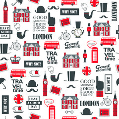 British retro style newspaper seamless vector pattern