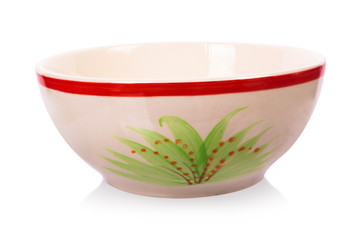empty ceramic bowl isolated on white background, clipping paths