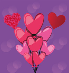 Happy valentines day hearts balloons vector design