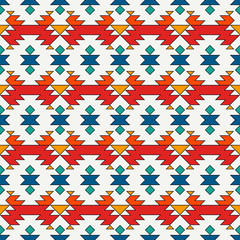 Ethnic, tribal seamless pattern. Native americans embroidery textile style surface print. Boho chic ornament